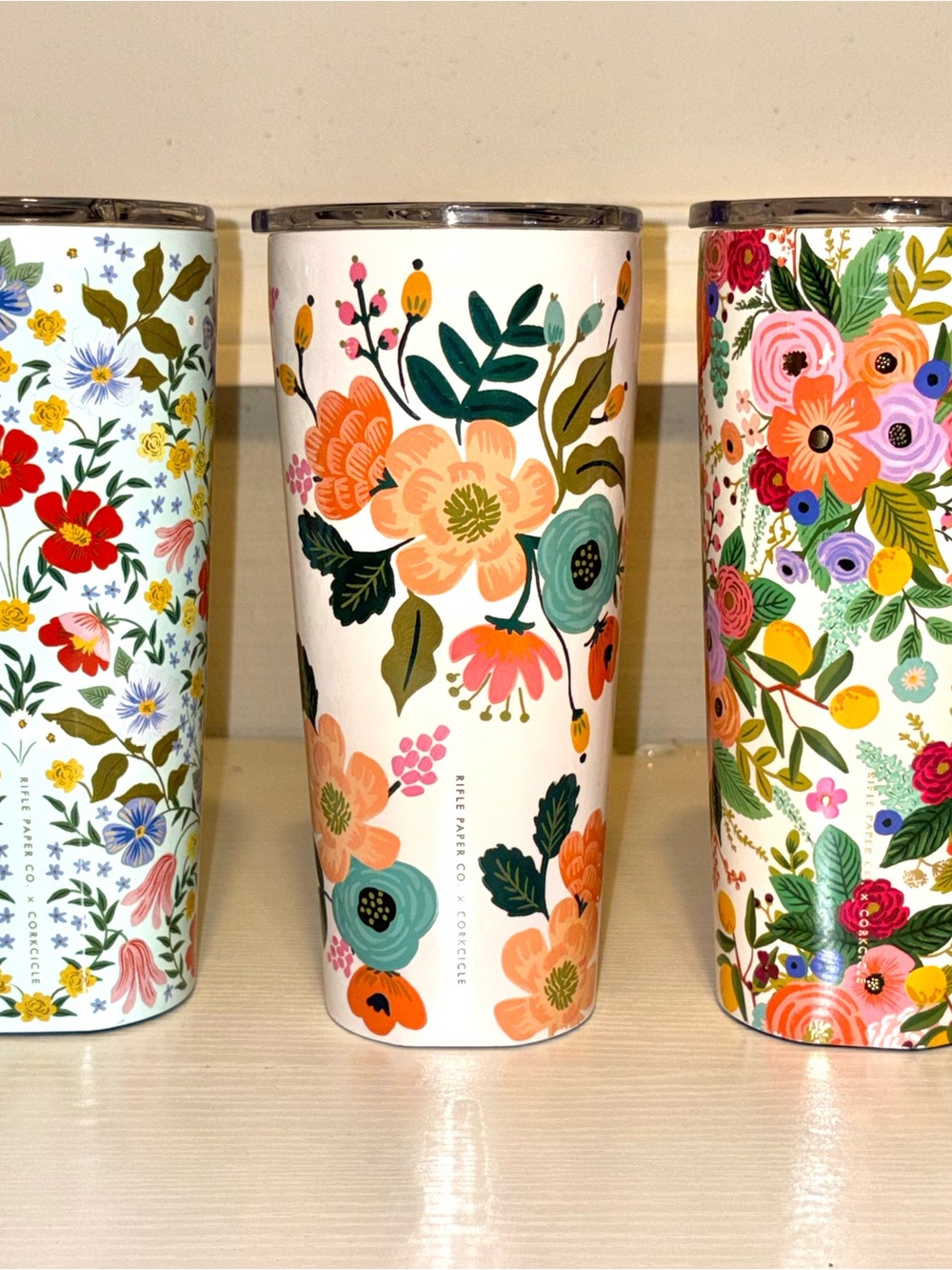 Rifle Paper Co. x Corkcicle Tumbler Set of 3 Floral 24 oz Garden Party